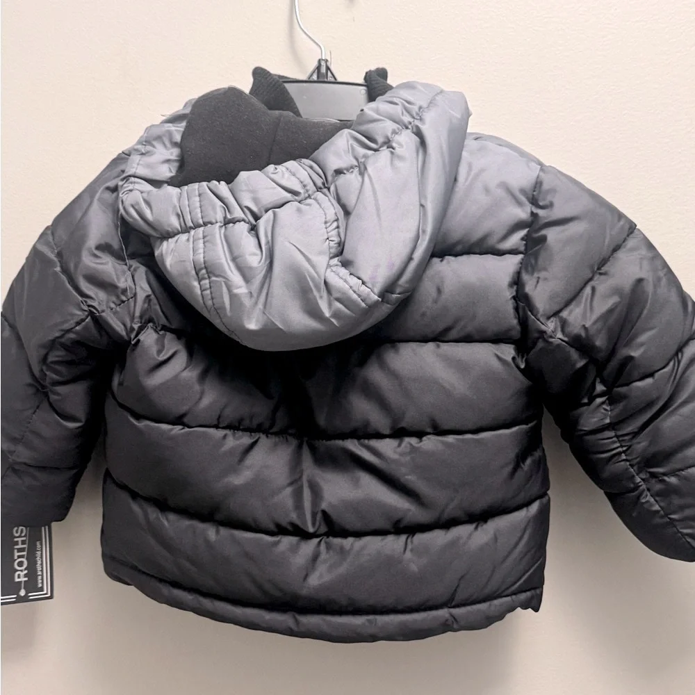 Rothschild 🔥🥰 Baby Boy Contrast Vestee Puffer Jacket Charcoal Ombre Size 12M